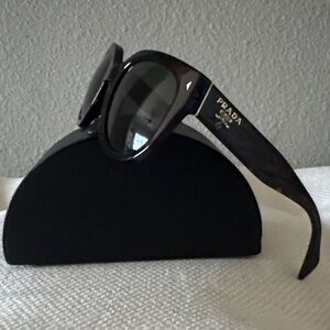 Prada Black Tortoiseshell Frame Sunglasses with Gray Lenses